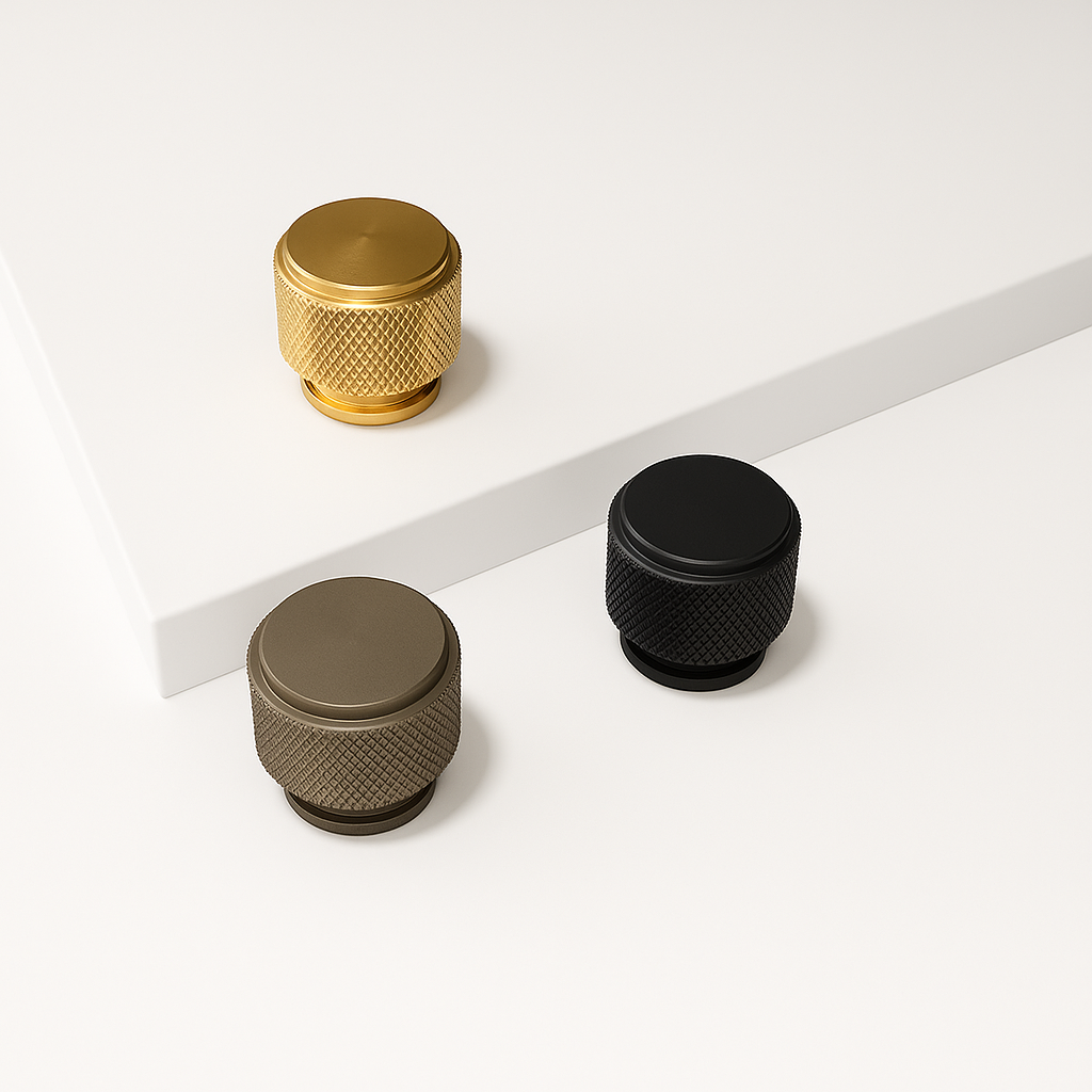 Möbelknöpfe No4 gerändelt Metall für Frontura Möbelfronten passend für IKEA BESTÅ