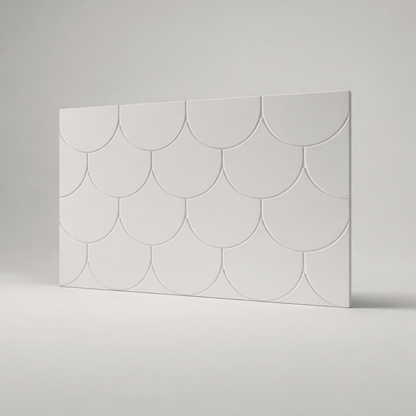 Scalora kleine Möbelfront für IKEA BESTÅ – weisse Designfront mit geometrischem Fischschuppen-Relief von Frontura