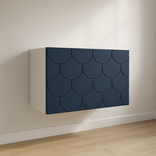 Frontura Scalora Möbelfront klein in dunkelblau an einem IKEA BESTÅ Sideboard