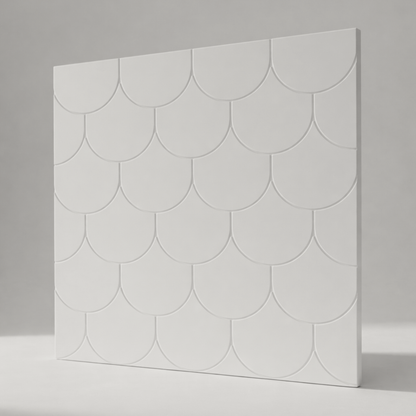 Scalora große Möbelfront für IKEA BESTÅ – weisse Designfront mit geometrischem Fischschuppen-Relief von Frontura