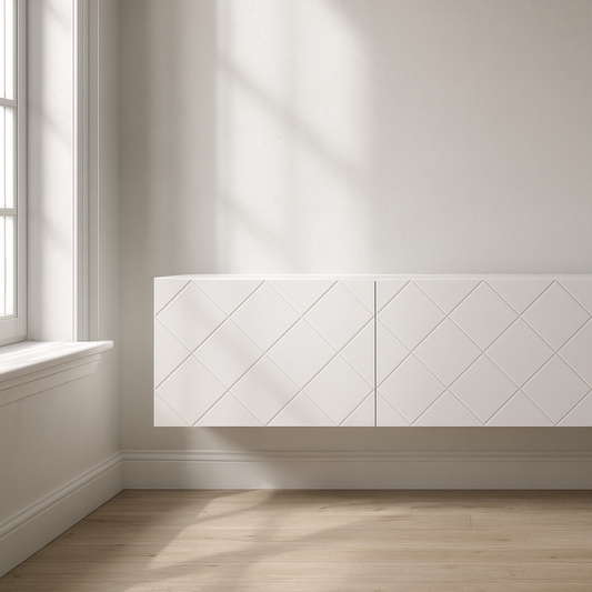 Frontura Tabula Möbelfront klein in weiss an einem IKEA BESTÅ Sideboard