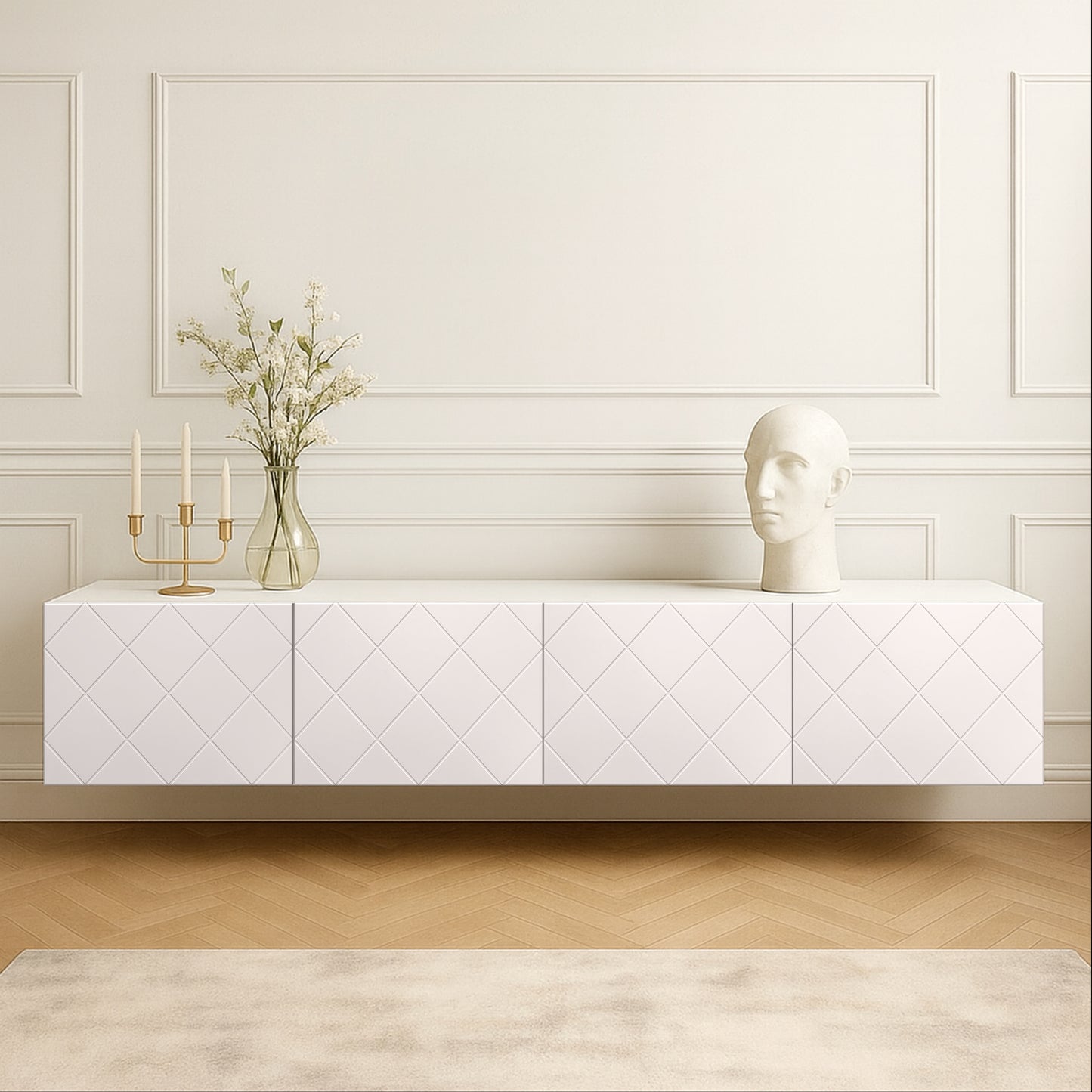 Frontura Tabula Möbelfront klein in weiss an einem IKEA BESTÅ Sideboard