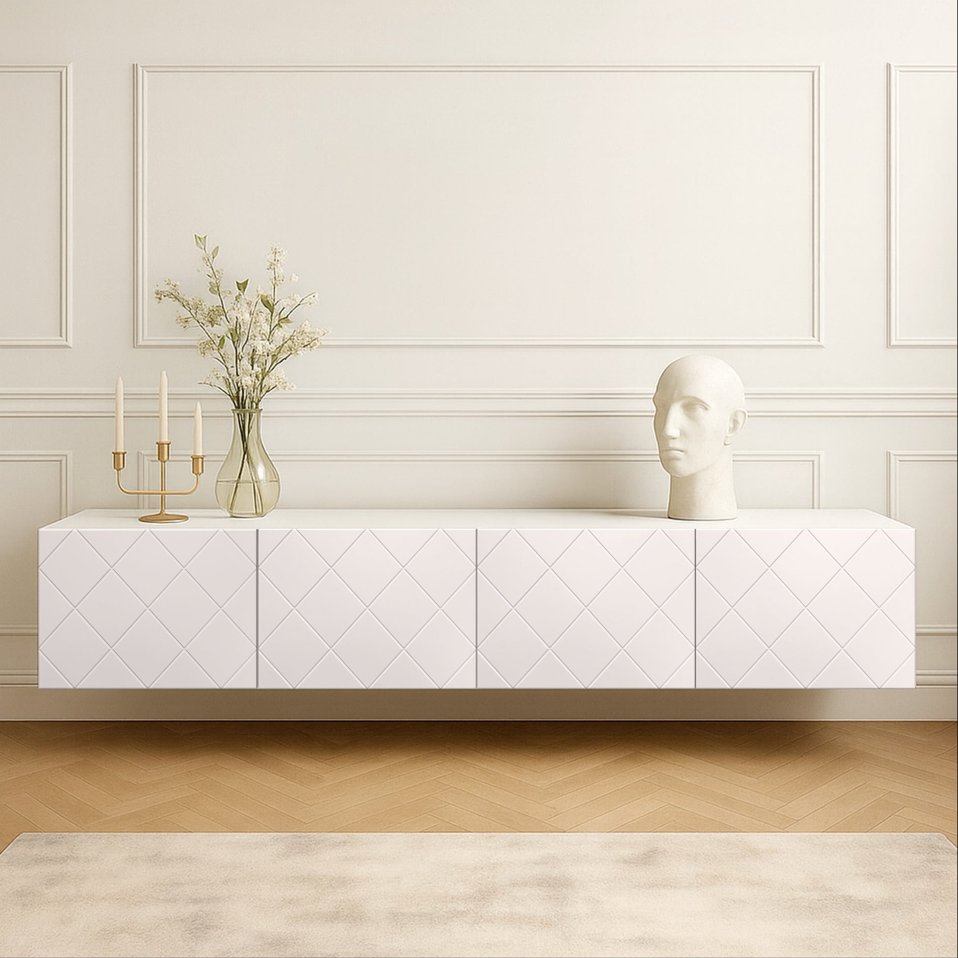 Frontura Tabula Möbelfront klein in weiss an einem IKEA BESTÅ Sideboard